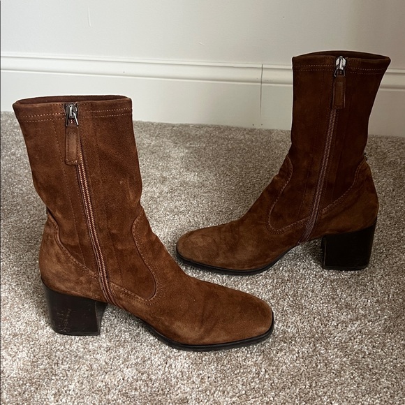 Aquatalia Chestnut Suede Heeled Boots - Picture 8 of 8